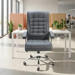 Pu Gray Leather High-Back Computer Chair