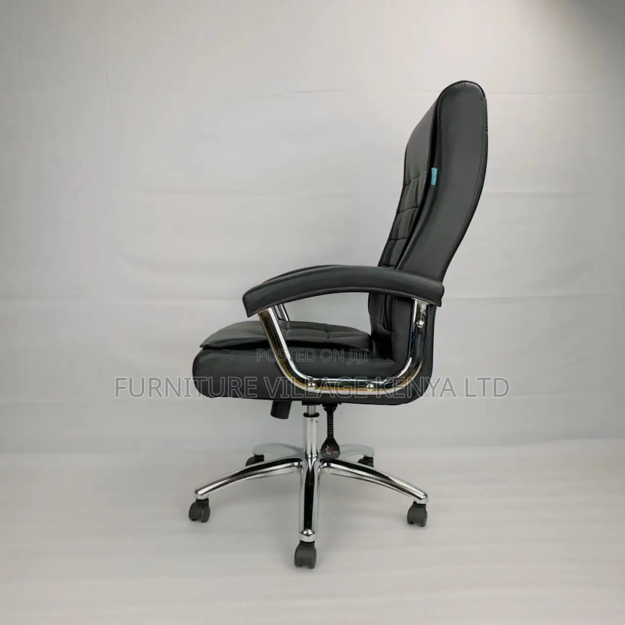 Pu Gray Leather High-Back Computer Chair