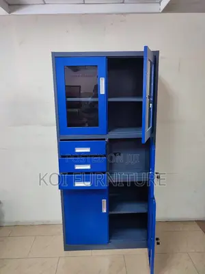 Office Cabinet : Blue and Grey Metallic Office Filing Cabinet
