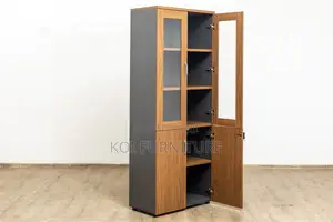 Office Cabinet : Wooden Office Filing Cabinet 2 Door With Full Glass