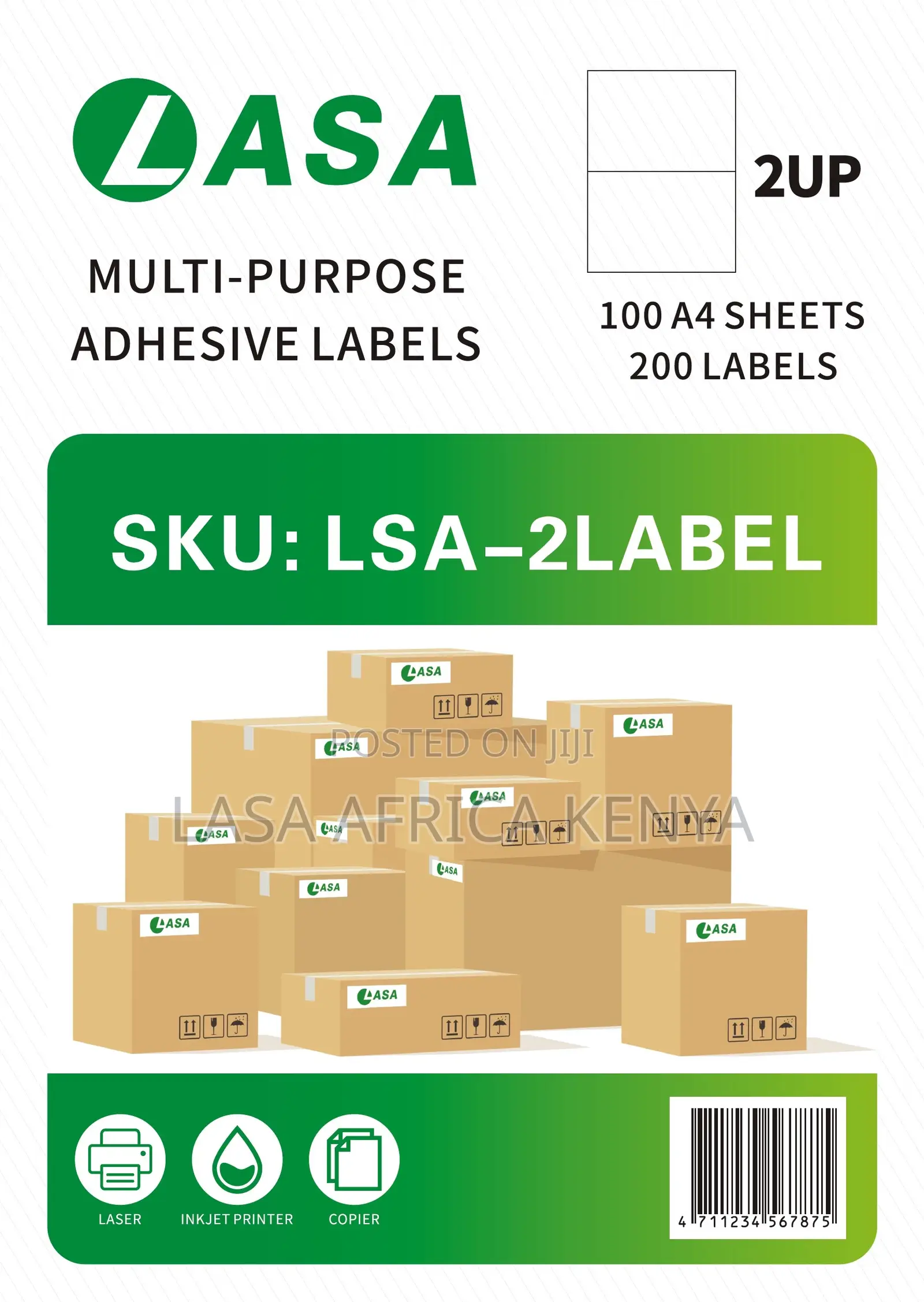 Lasa 2 Up A4 Sheets Barcode Adhesive Label - 1 Pack