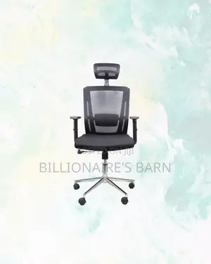 High-Quality Black Mesh Office Chair Ergonomic Headrest - Chrome Base