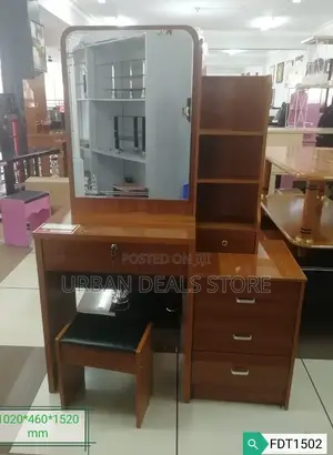 Brown Dressing Table With Sliding Mirror