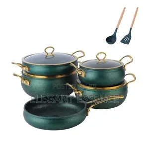 11pcs Non Stick Aluminum Cookware Dishwasher Safe Pots Pans Set-Green