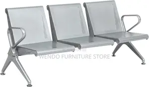 Office Bench : 3-Link Metallic Waiting Bench With Perforated Seats