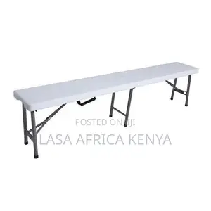 Lasa 183cm Folding Bench - White Plastic, Portable, Weather-Resistant,