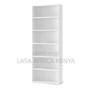 6-Shelf Bookcase - White Wooden Storage, 31.7x23.8x9.2cm, Easy Assembl
