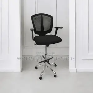Office Chair : Lorell Drafting Chair With a Black Mesh Back,