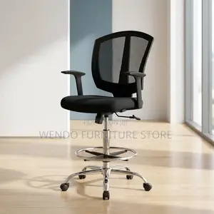 Office Chair : Lorell Drafting Chair With a Black Mesh Back,