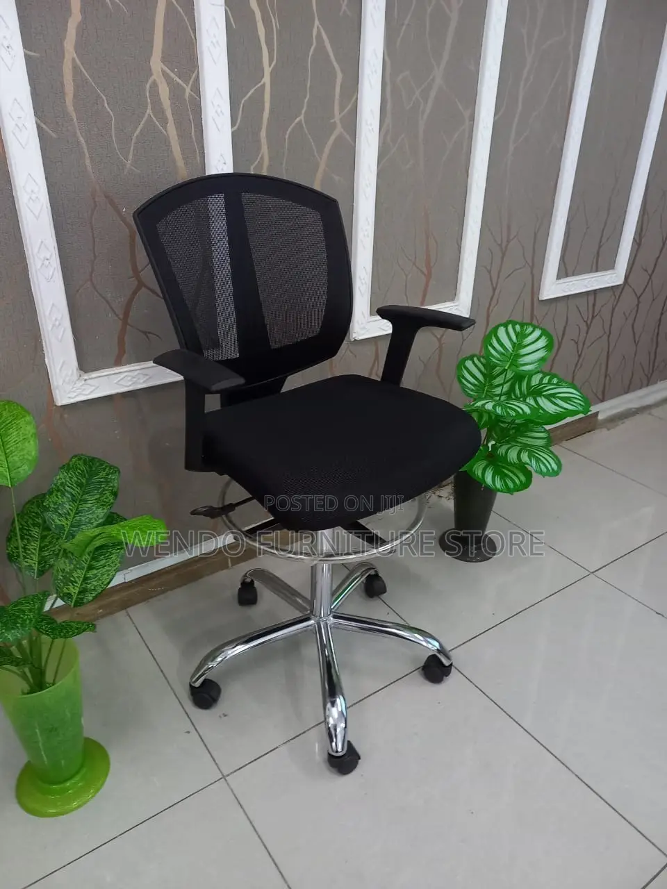 Office Chair : Lorell Drafting Chair With a Black Mesh Back,