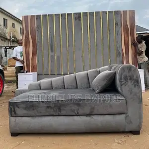 Modern Gray Velvet Chaise Lounge