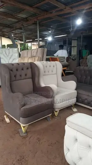 Modern Tufted Armchairs With Gold Legs – Gray Light Gray