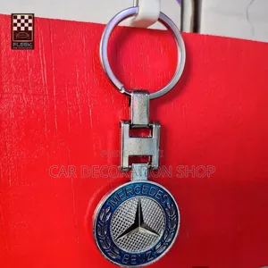 Mercedes Metal Key Holder Featuring Circular Logo Pendant