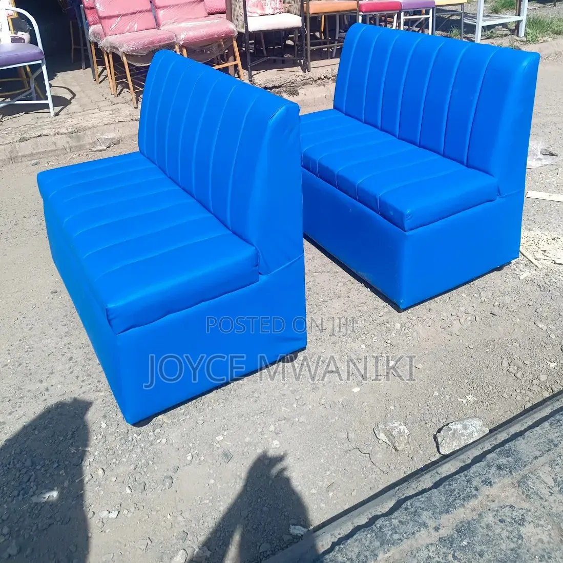 4ft Modern Design Restaurant Couches, Blue