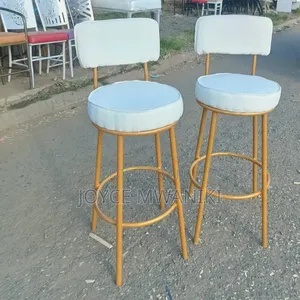 Kitchen Island Counter Stool or Bar Stool, White and Gold 
