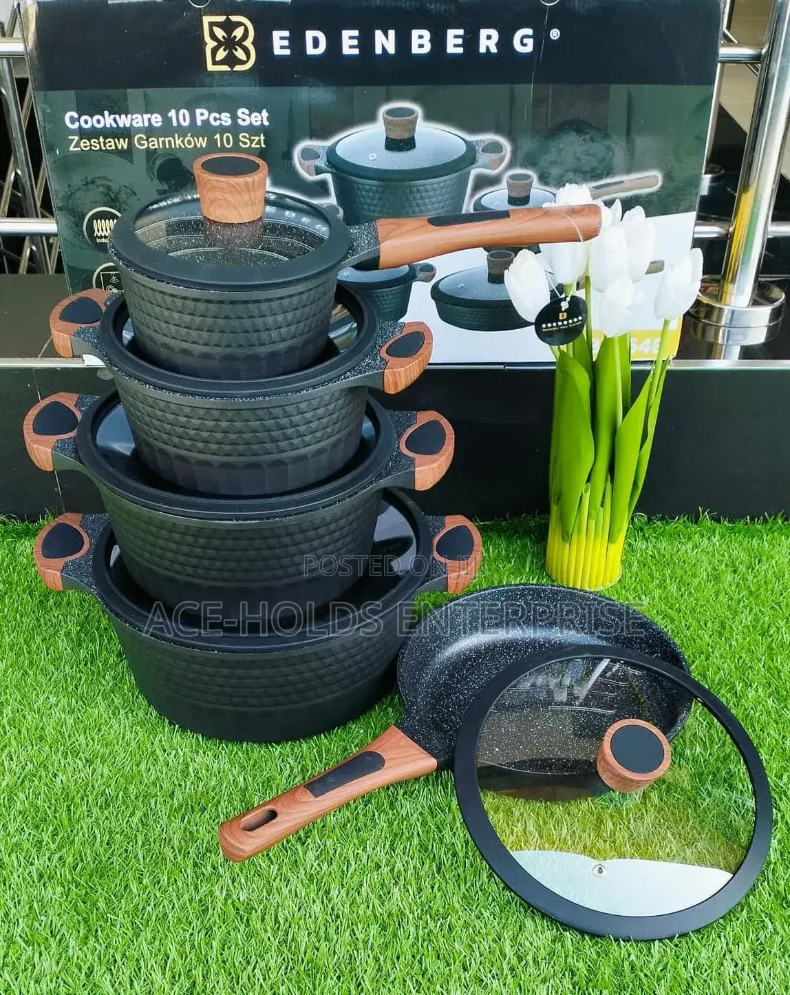 Model: 5648 - Non-Stick Edenberg 10pcs Cookware Sufuria Set