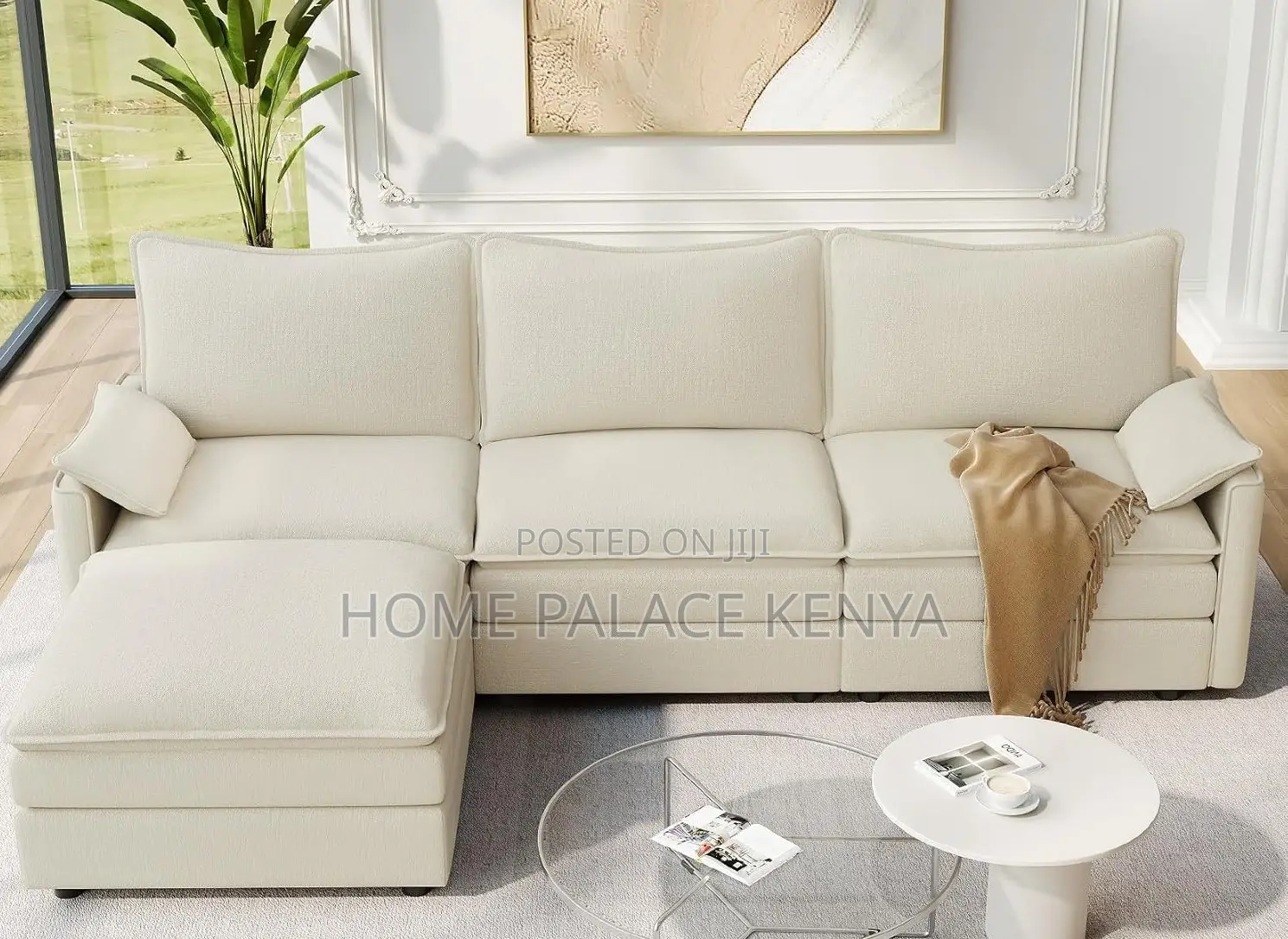 Home Sofa: 3 Seater Cloud Couch With Ottoman