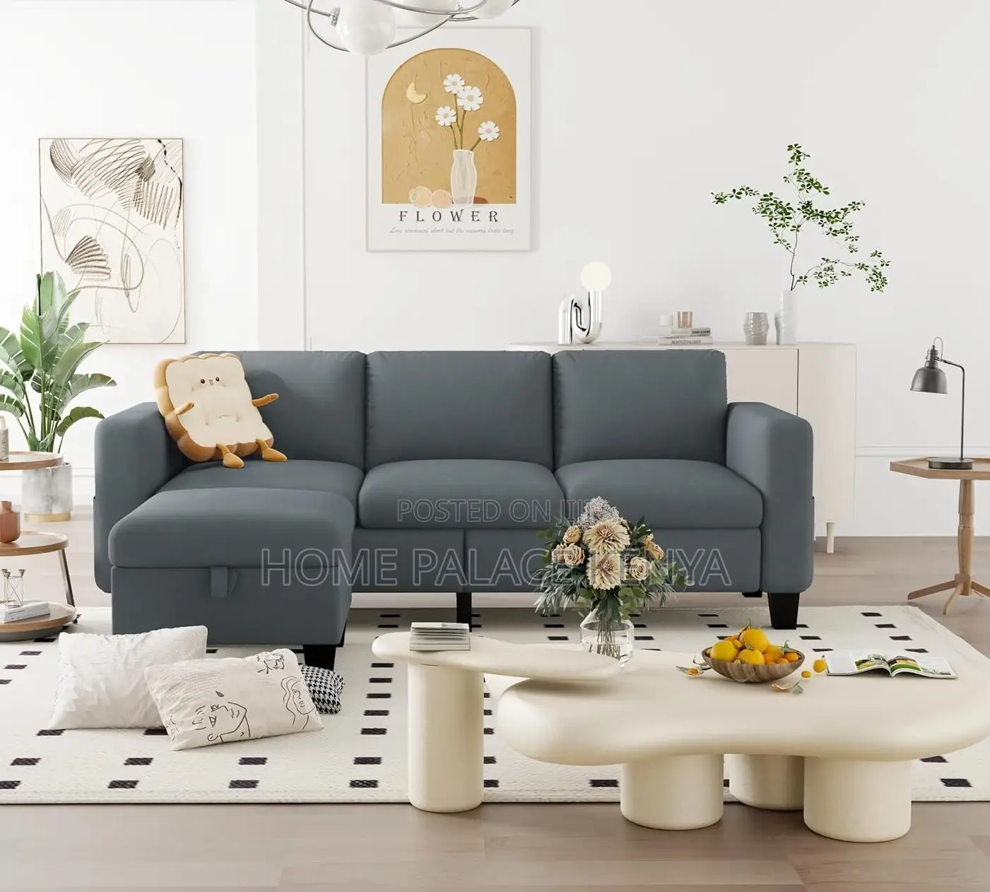 Home Sofa: 3 Seater Cloud Couch With Ottoman
