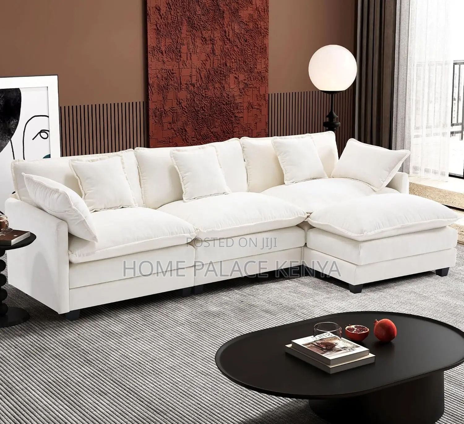 Home Sofa: 3 Seater Cloud Couch With Ottoman