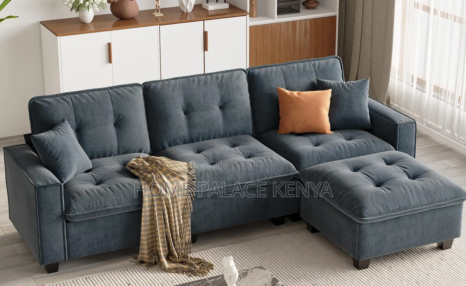 Home Sofa: 3 Seater Cloud Couch With Ottoman