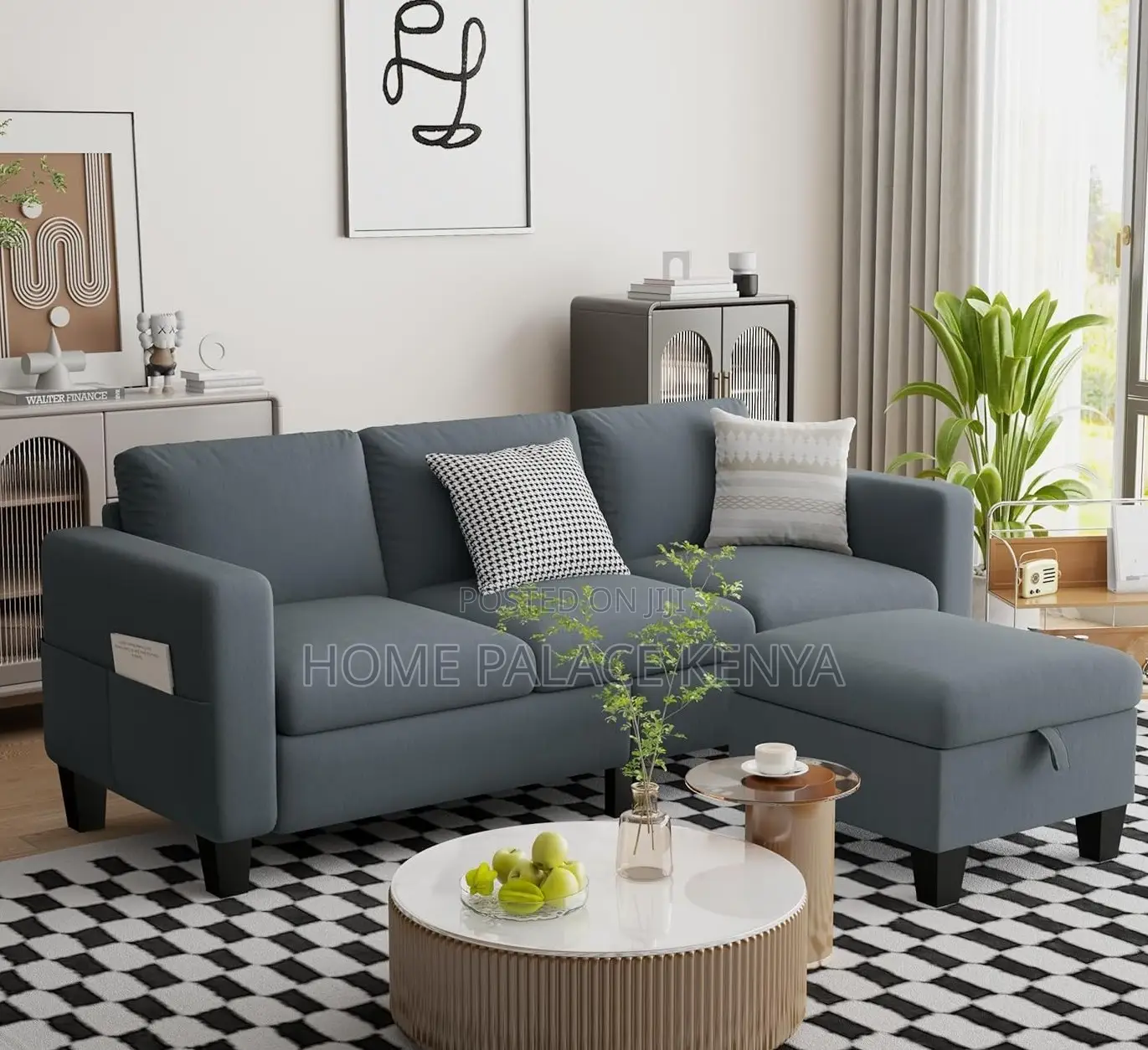 Home Sofa: 3 Seater Cloud Couch With Ottoman