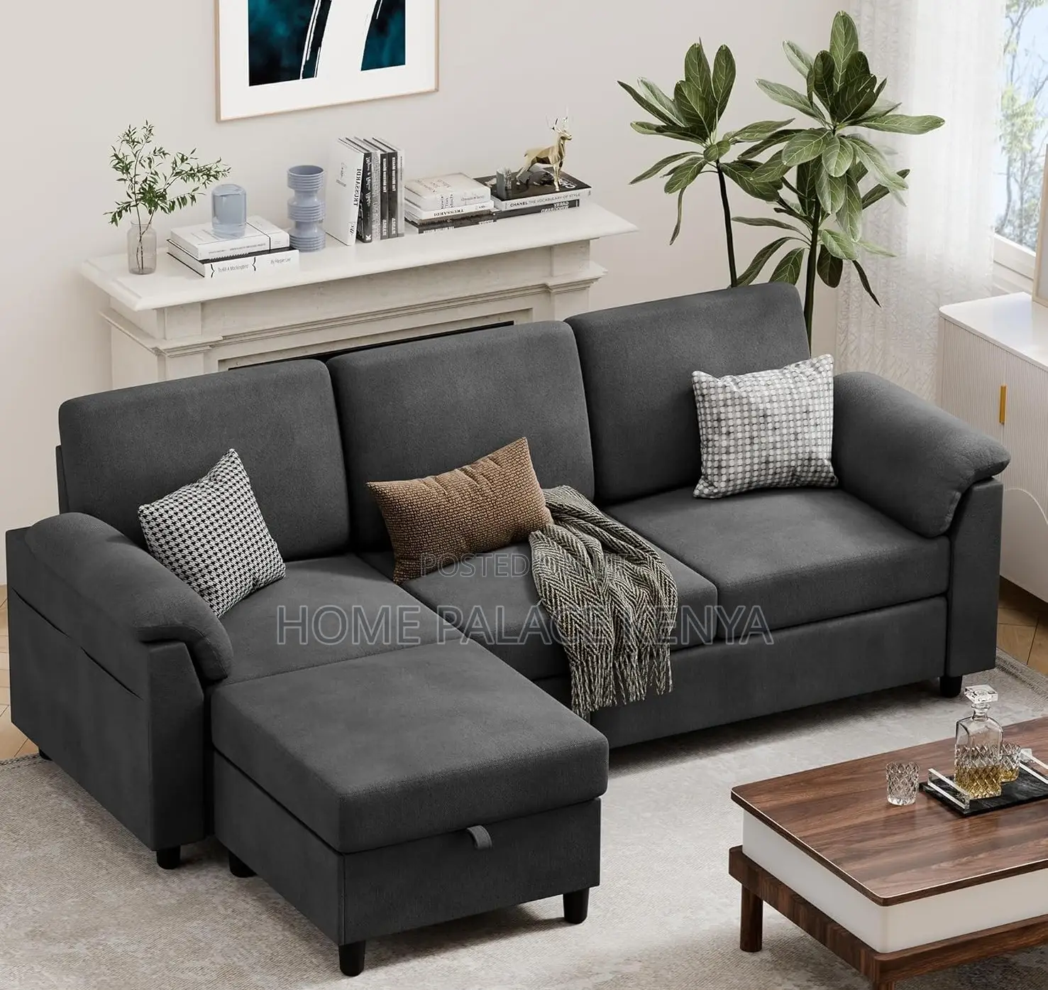 Home Sofa: 3 Seater Cloud Couch With Ottoman