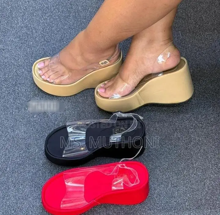 Women's Transparent Strap Platform Wedge Sandals Size 36-41