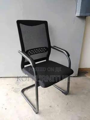 Office Chair :Black Mesh Office Visitor Chair With a Metal Sleigh Base