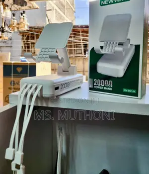 20000mah Power Bank With a Built-in Phone Stand Charging Cables.