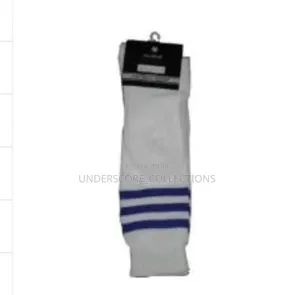 White Striped Athletic Socks Often Used for Football or Cheerleading