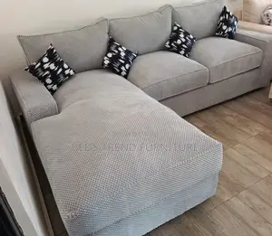 6 Seater Modern Light Gray Sectional Sofa.