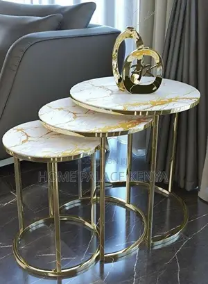 Nesting Table: Round Metal End Table With Gold Finish