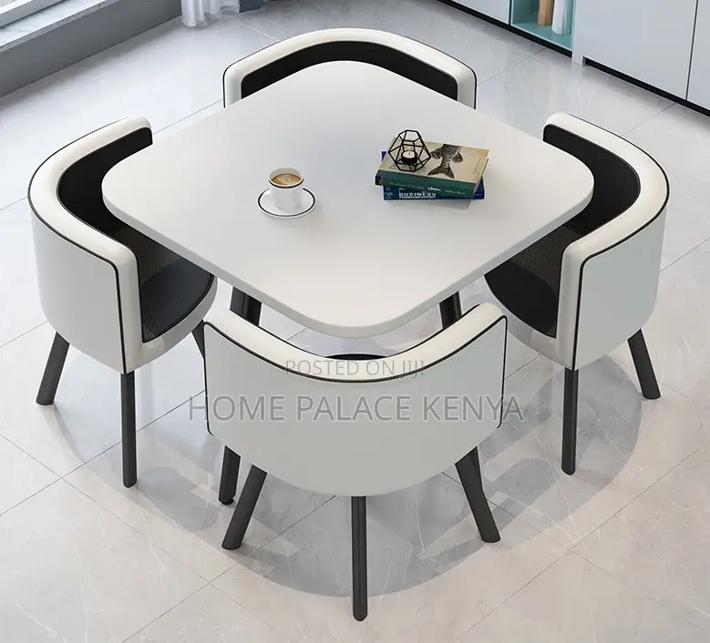 Dining Set: 4 Seater Stylish Square Marble Dining Table Set
