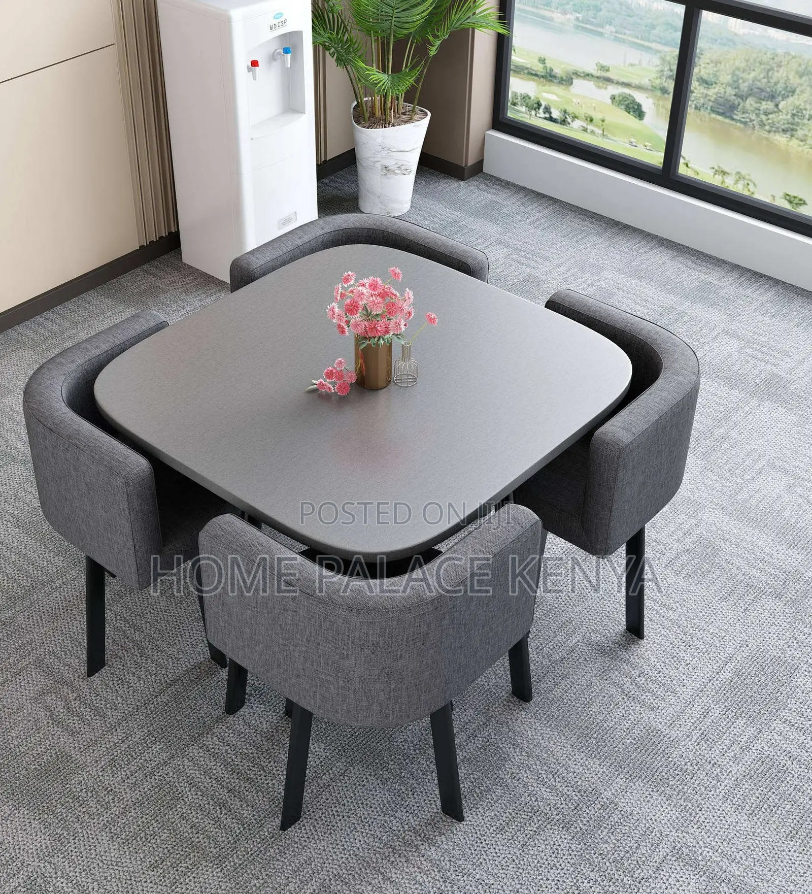 Dining Set: 4 Seater Stylish Square Marble Dining Table Set