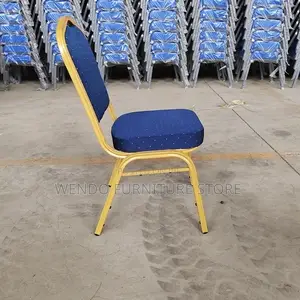 Office Chair : Banquet Chair With a Blue Patterned Cushion