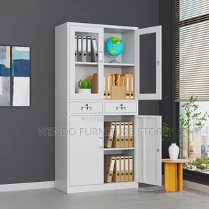 Office Cabinet :V5 White Metallic Office Filing Cabinet -Glass Door