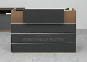 Office Desk : G1 Bisbon 1.6m Reception Counter (Brown Oak/Black)