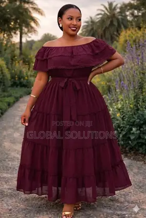 Tiered Off-the-Shoulder Maxi Dress With a Belt
