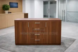 Cabinet : Modern Walnut Wood Office Credenza With Drawers and Cabinets