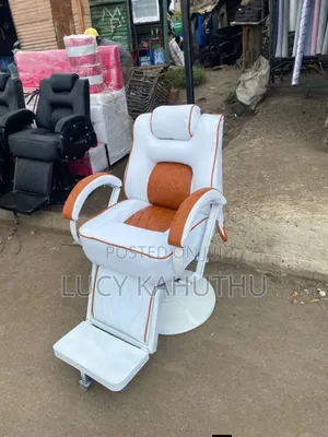 Brown And White Barber Seat