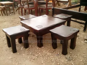 Corrode Walnut Coffee Table Stools Set
