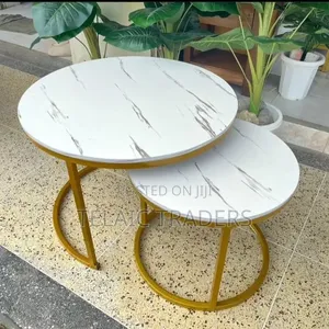 White Nesting Coffee Table Marble Effect (Mdf)