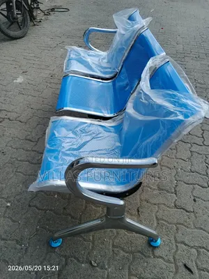 3 Seater Unpadded Blue Link Chair
