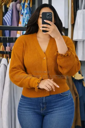 Ladies Free Size Botton Up Plain Sweaters