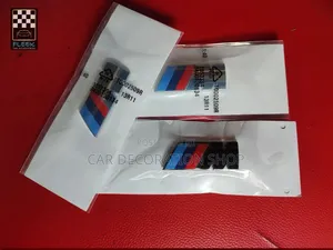 Bmw M Side Fender Emblem With Black,Silver Tricolor