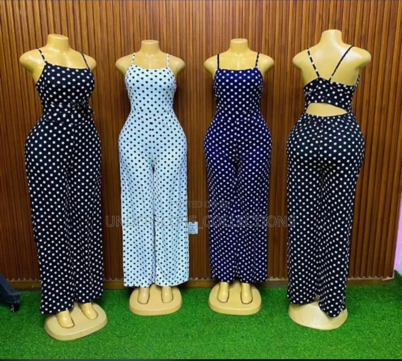 Ladies Bare Back Polka Dot Jumpsuits