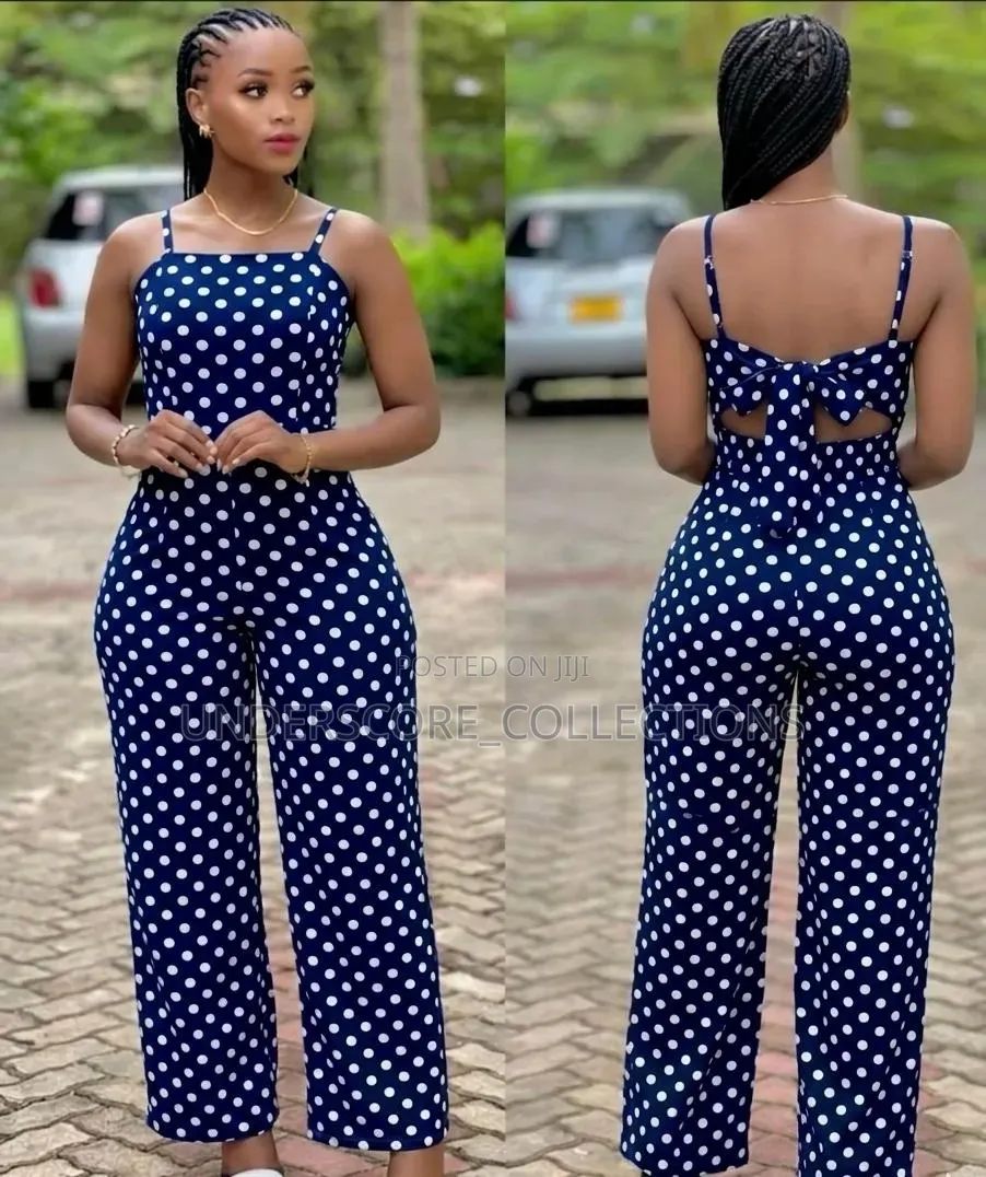 Ladies Bare Back Polka Dot Jumpsuits