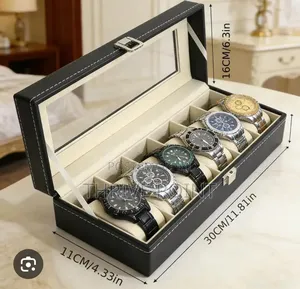 Soft Leather 6 Watch Box Organizer