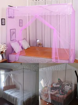 4-Poster 4x6 Bed Meshed Mosquito Nets With Four Metallic Stands