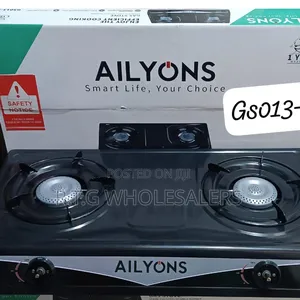 Ailyons Double Burner Table Top Gas Stove Metallic Finish